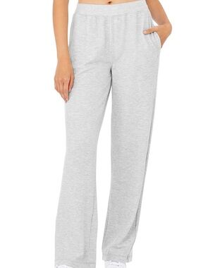 ALO Light Gray Women’s Wide-Leg Lounge Pants
